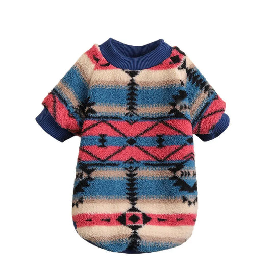 AusidaPet Aztec Dog Sweatshirt - Tribal Pattern Pet Hoodie with Fleece Lining and Ribbed Trim