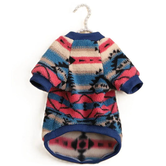 AusidaPet Aztec Dog Sweatshirt - Tribal Pattern Pet Hoodie with Fleece Lining and Ribbed Trim