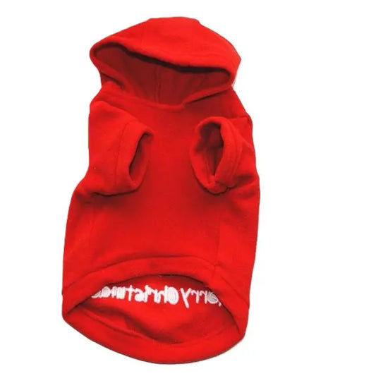 AusidaPet Christmas Dog Hoodie - Red Holiday Pet Sweatshirt with Christmas Tree Design