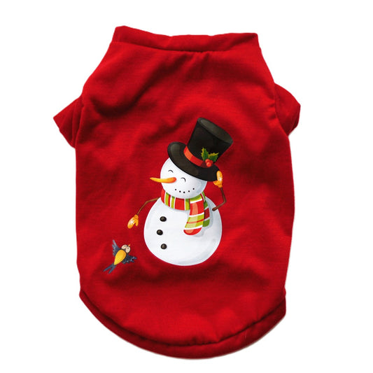 AusidaPet Christmas Snowman Dog T-Shirt - Winter Holiday Pet Costume with Long Sleeves