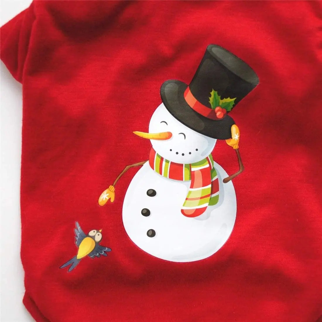 AusidaPet Christmas Snowman Dog T-Shirt - Winter Holiday Pet Costume with Long Sleeves