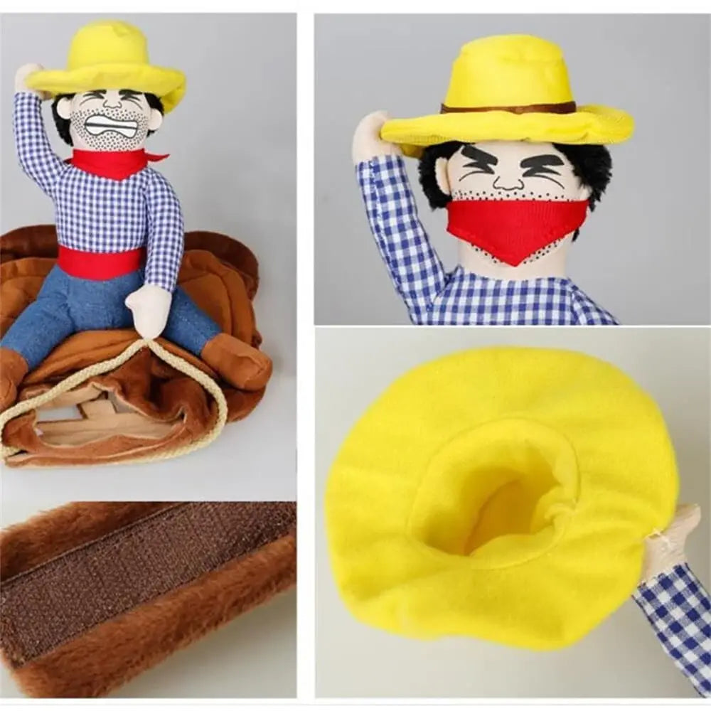 AUSIDAPET Cowboy Rider Dog Costume – Funny Halloween Outfit for Small, Medium & Large Dogs