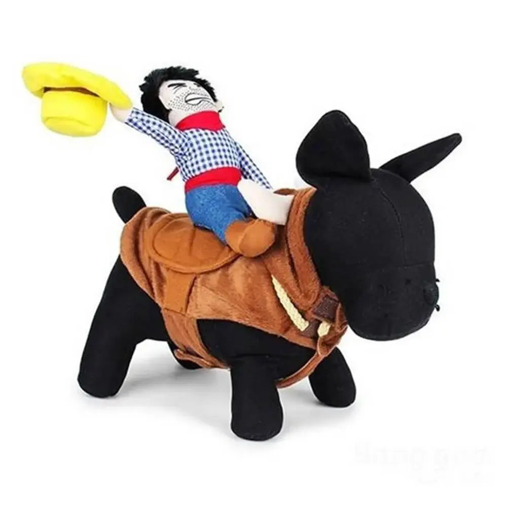 AUSIDAPET Cowboy Rider Dog Costume – Funny Halloween Outfit for Small, Medium & Large Dogs
