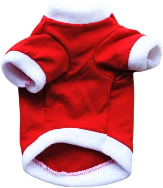 AusidaPet Merry Christmas Dog Sweatshirt - Red Holiday Pet Hoodie with Snowflake Design and White Trim