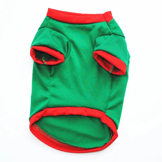 AusidaPet Merry Christmas Dog T-Shirt - Festive Pet Costume with Santa Hat Design