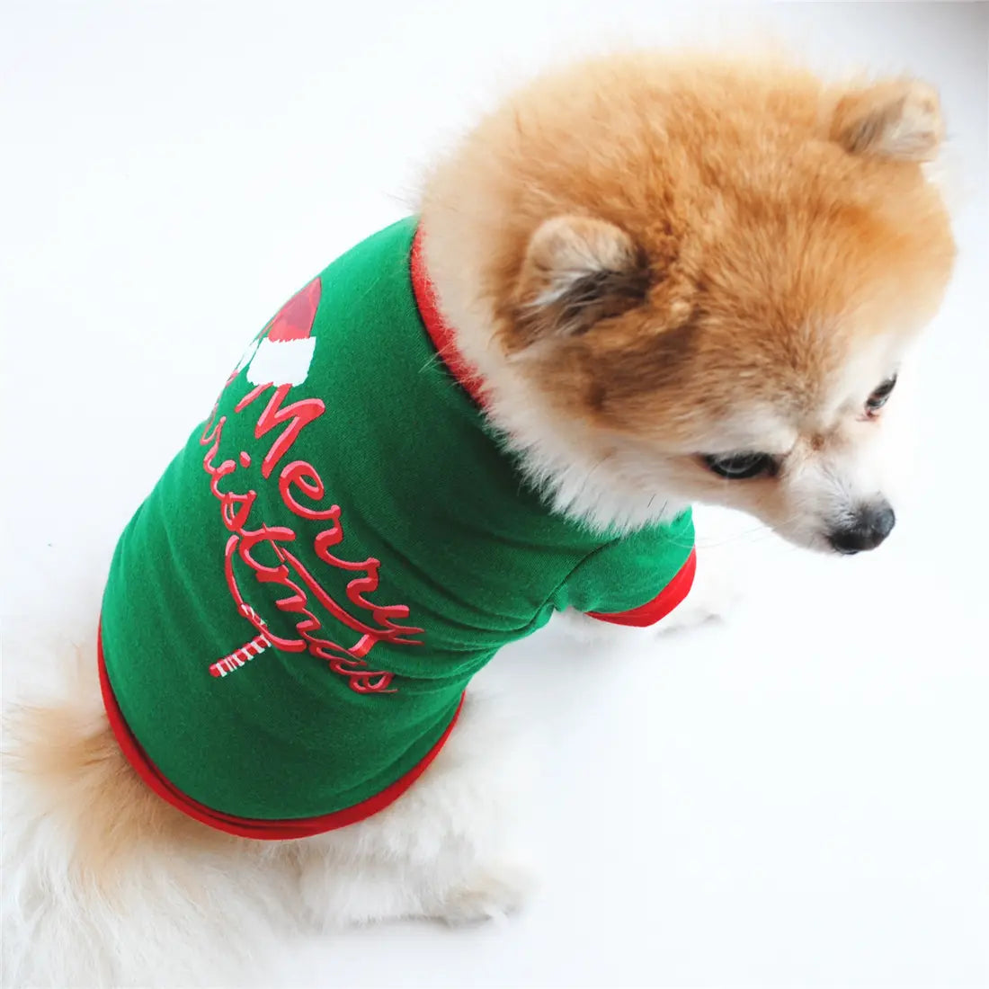 AusidaPet Merry Christmas Dog T-Shirt - Festive Pet Costume with Santa Hat Design