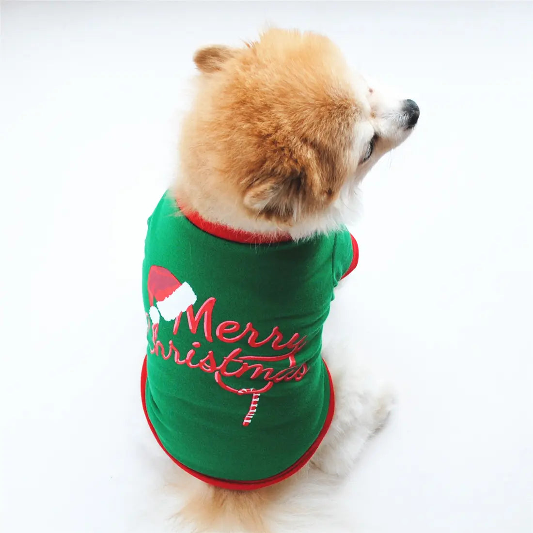 AusidaPet Merry Christmas Dog T-Shirt - Festive Pet Costume with Santa Hat Design