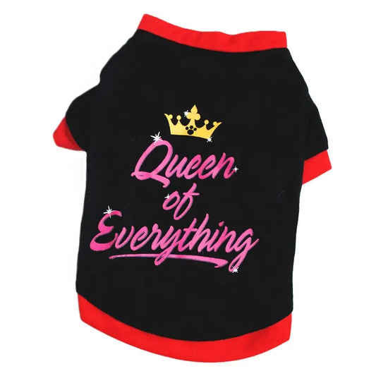 AusidaPet Queen of Everything Dog T-Shirt - Stylish Pet Costume with Crown Design