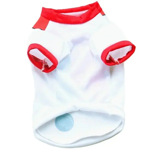 AusidaPet Snowman Christmas Dog T-Shirt - White Holiday Pet Shirt with Red Scarf Design