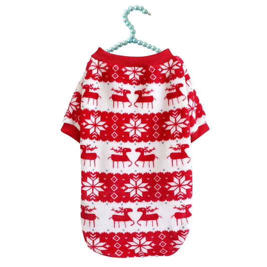 Christmas Dog Hoodie - Red Reindeer Snowflake Pet Sweater for Small Medium Large Dogs & Cats