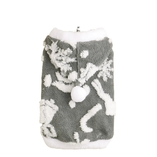 Christmas Pet Hoodie - Gray White Owl Pattern Fleece Dog Vest with Breathable Mesh Panels for Small Medium Large Dogs & Cats