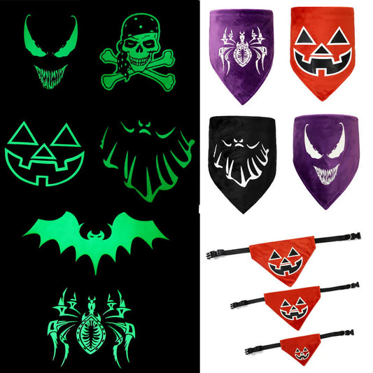 AUSIDAPET Luminous Halloween Pet Bandana – Glow-in-the-Dark Triangle Bib for Dogs & Cats