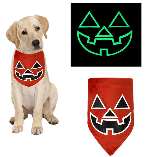 AUSIDAPET Luminous Halloween Pet Bandana – Glow-in-the-Dark Triangle Bib for Dogs & Cats
