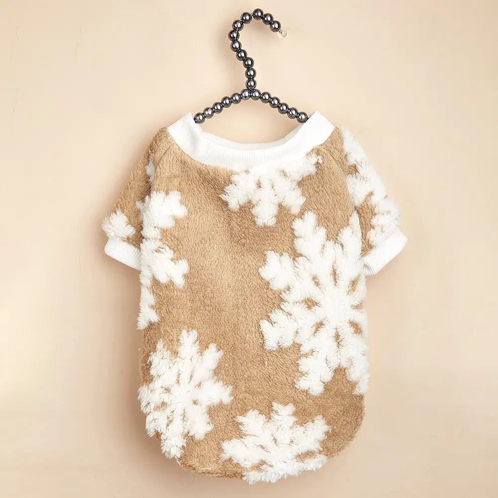 Pet Sweater - Tan White Cow Print Pattern Fleece Dog Hoodie with Breathable Mesh Belly for Small Medium Large Dogs & Cats