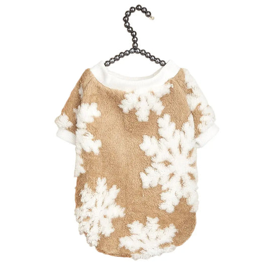 Pet Sweater - Tan White Cow Print Pattern Fleece Dog Hoodie with Breathable Mesh Belly for Small Medium Large Dogs & Cats