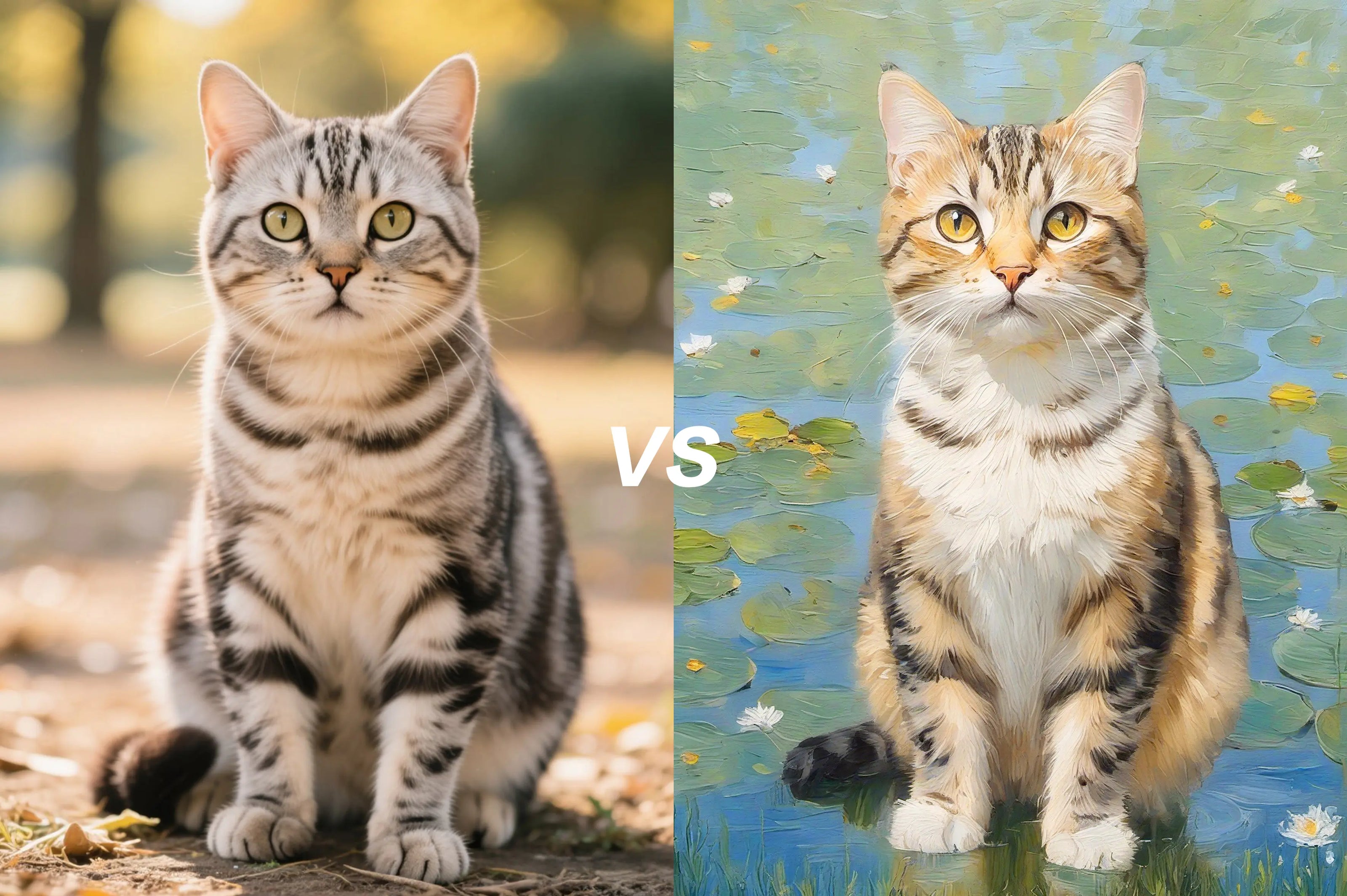 Custom cat oil painting from photo - tabby cat portrait in Monet water lilies impressionist style - personalized pet art canvas by AusidaPet