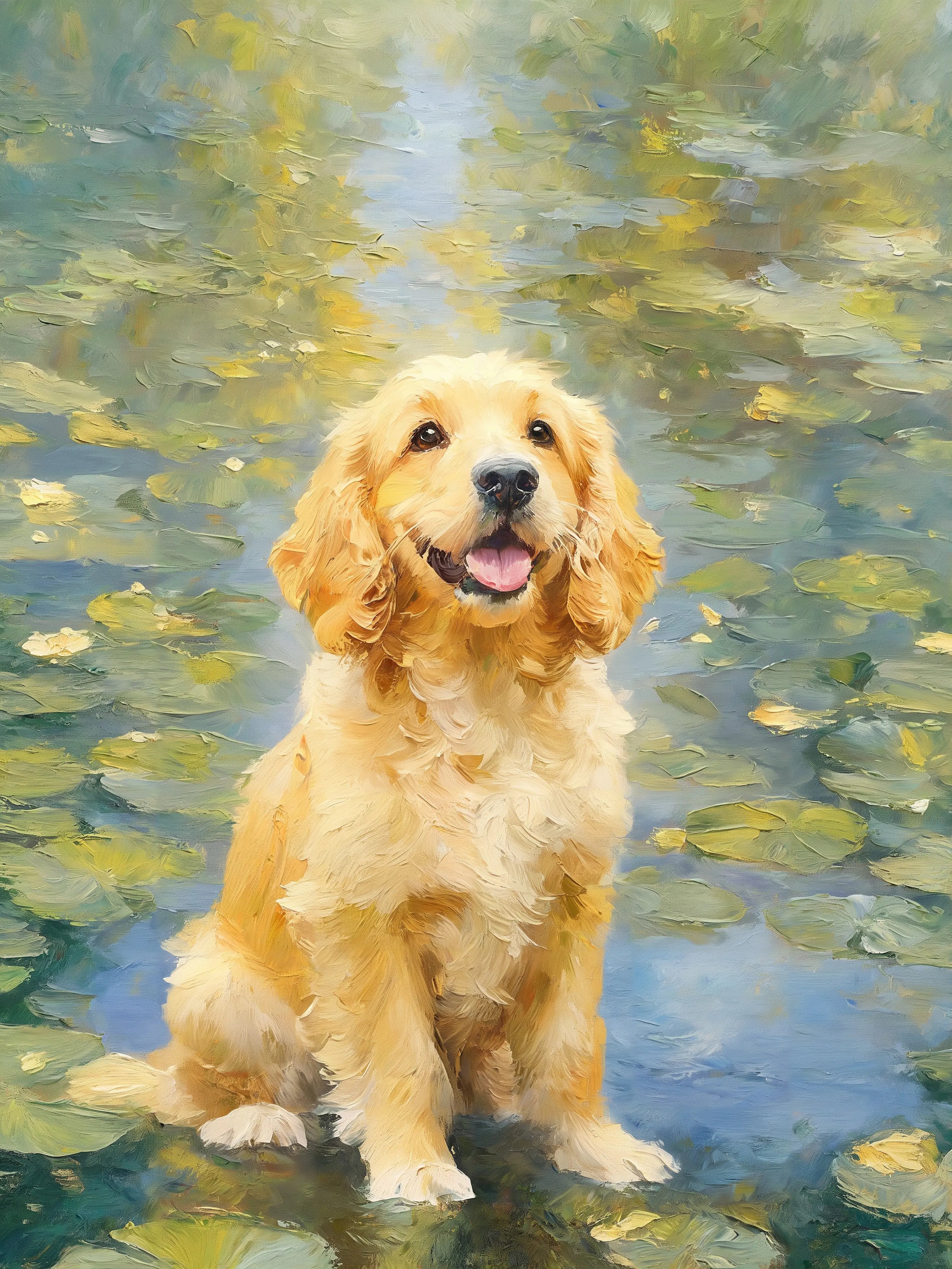Monet Water Lily custom pet portrait